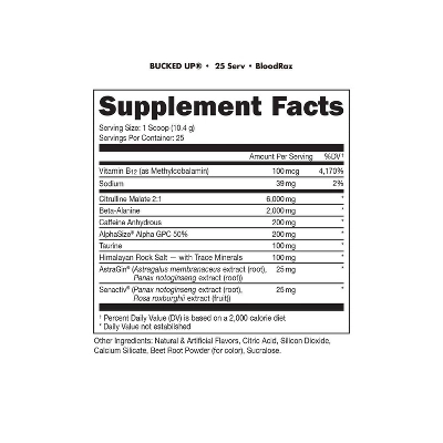 Bucked Up Pre-Workout Supplement Powder - Red Raz - 9.35oz 6 Bucked Up Pre-Workout Supplement Powder - Red Raz - 9.35oz - Image 4